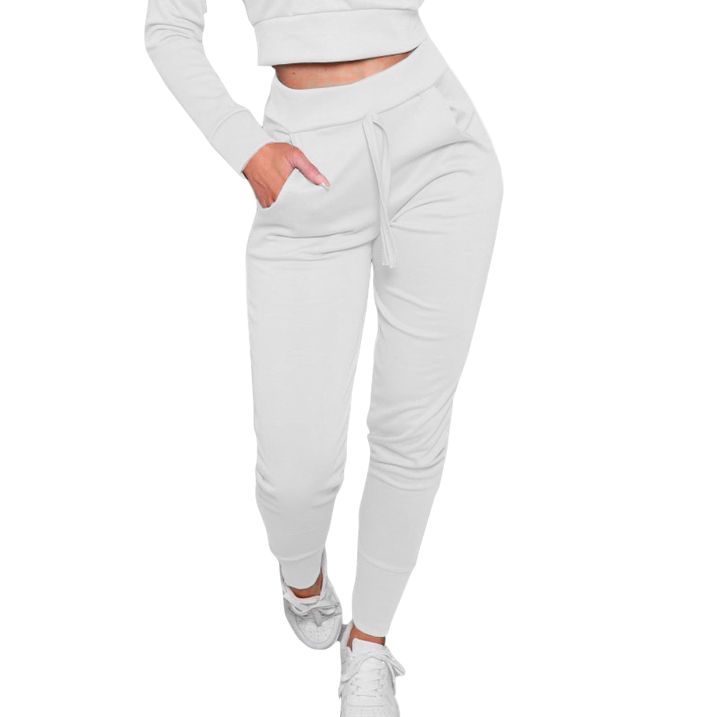 Women Korean Style High Waist Lace-Up Sweatpants Autumn Winter Fashion Casual Joggers Pants Slim Fit Pencil Trousers Femme