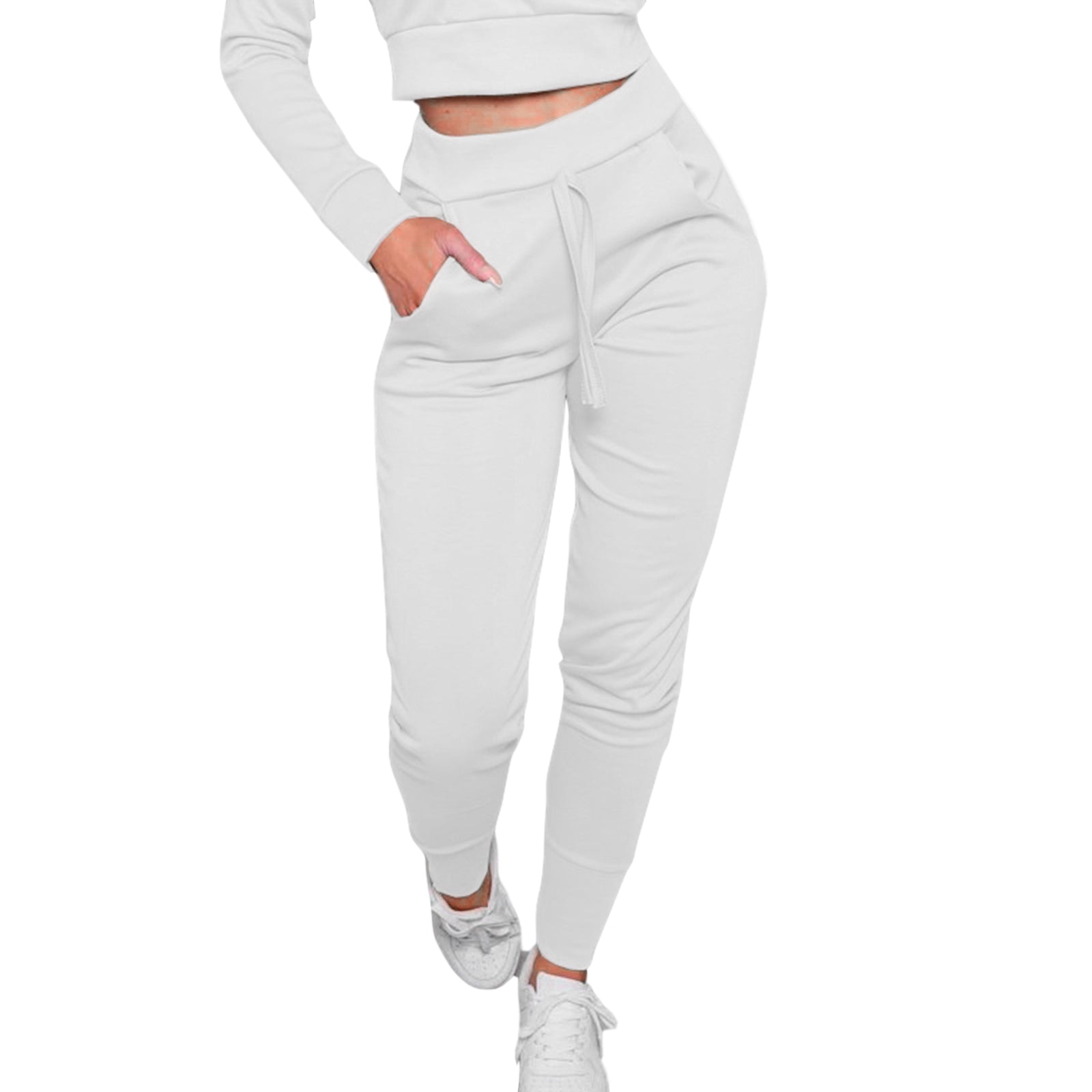 Women Korean Style High Waist Lace-Up Sweatpants Autumn Winter Fashion Casual Joggers Pants Slim Fit Pencil Trousers Femme